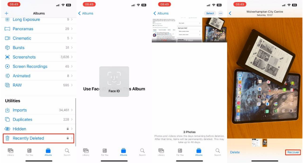 江苏苹果14维修分享 iPhone14 上恢复已删除的照片 