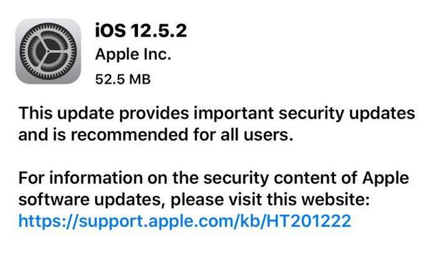 江苏苹果手机维修分享iOS12.5.2发布，建议所有老苹果用户安装 